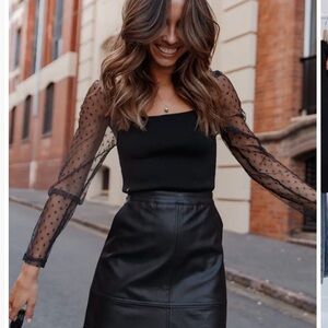 Petal & Pup Black Sheer Sleeve Blouse